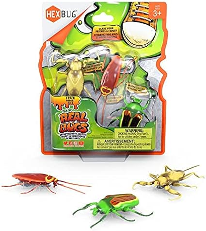 HEXBUG Real Bugs Nanos - Paquete de 3 Figuras de Juguete de Insectos Falsos, bichos alimentados por vibración, Regalo para niños y niñas, 3 años en adelante, Multicolor, 477-7801