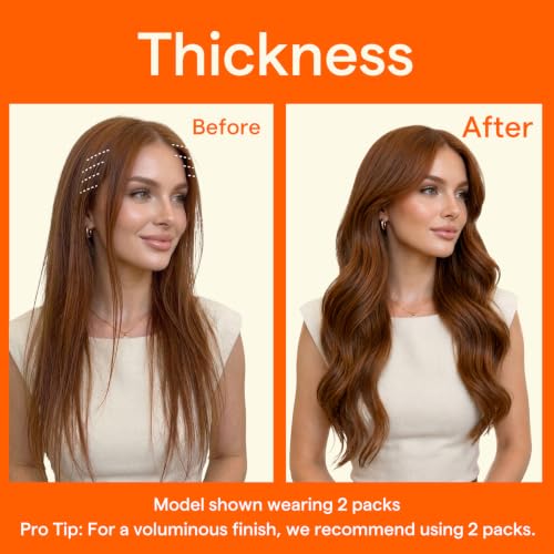 Image of Full Shine Copper Clip in Hair Extensions, Straight Human Hair | Clip in Hair Extensions, 18 Inch 85g 4 Pcs, Part Line Coverage, Easy to Blend, Weekend Party, Shoulder-Length Hair