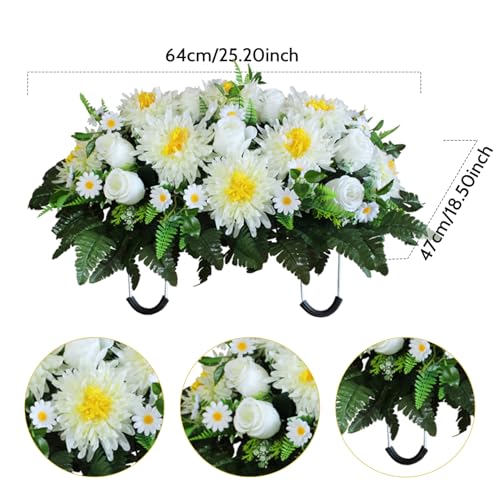 Headstone Flower Saddle Sun-Proof and Water-Resistant Memorial Artificial Cemetery Flowers for Grave Decorations Headstone Flower Saddle, Flowers, Tombstones for Graves image 4