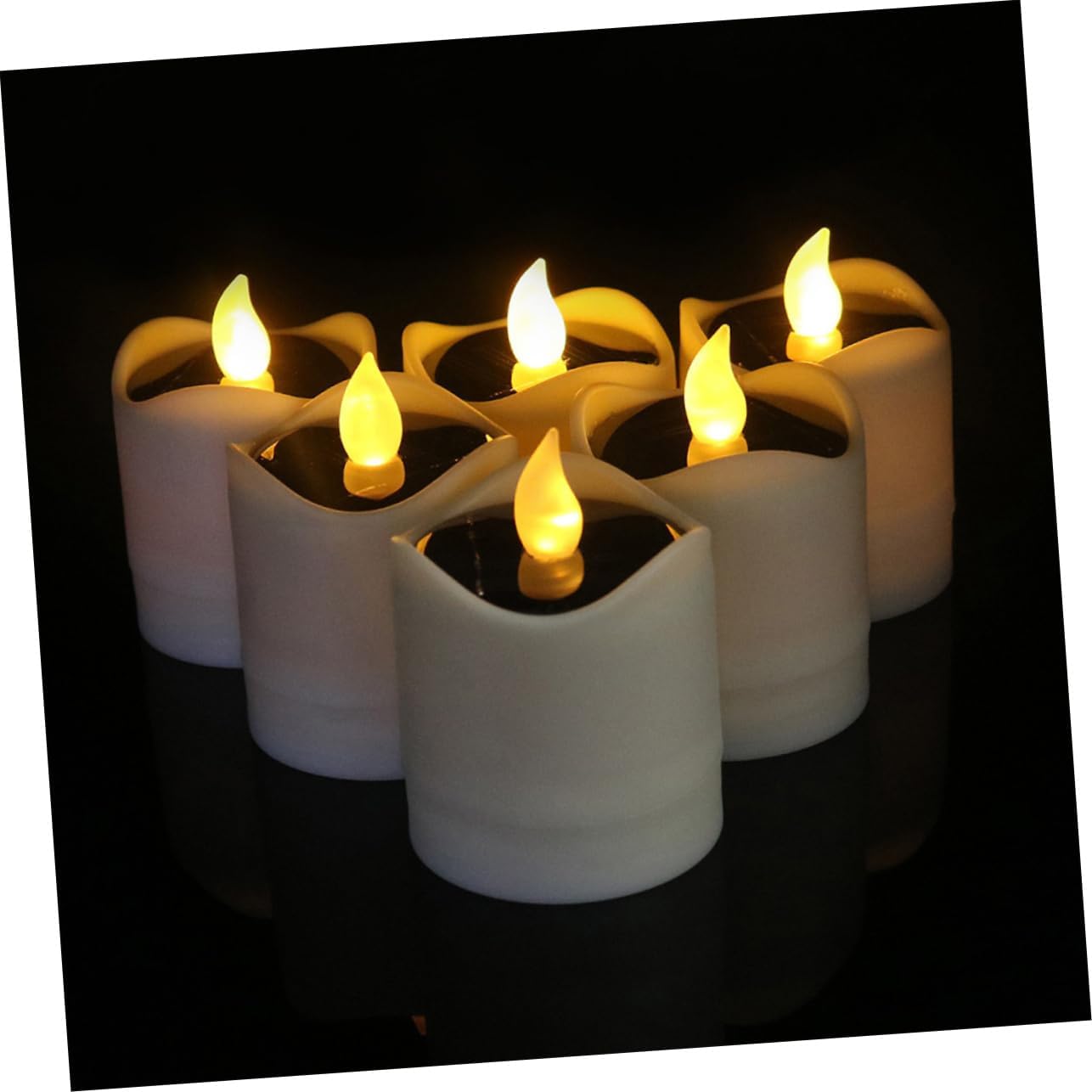 DOITOOL 12pcs Solar Flameless Candle Lights Solar Rechargeable Tea Wax Lamp for Outdoor Use and Safe Design for Garden Decor and Ambiance