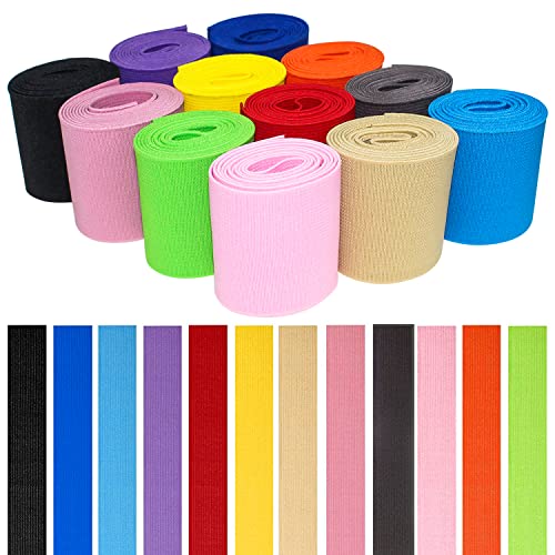 XISUN Gummiband Gummibänder Breites Nähen Elastische Bänder 50mm Breite 12pcs für Haushalt DIY Kleiderrock Taillenband Perückenbänder