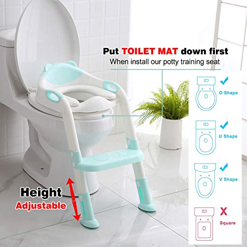 711TEK Potty Training Seat Toddler Toilet Seat with Step Stool Ladder,Potty Training Toilet for Kids Boys Girls Toddlers-Comfortable Safe Potty Seat Potty Chair with Anti-Slip Pads Ladder (Blue)