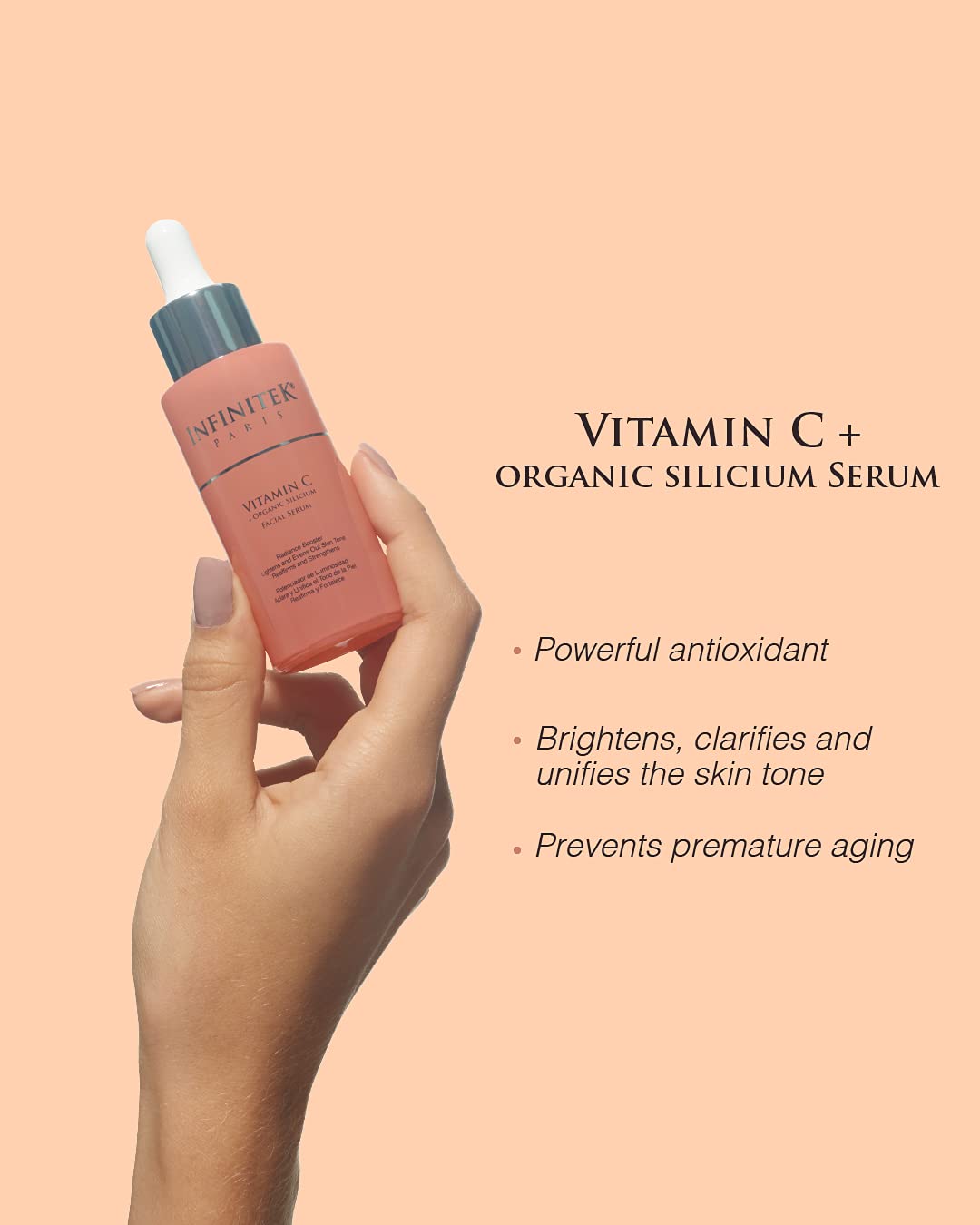 Infinitek Paris, Vitamin C Serum, Skin Care Facial Product Lotion with Green Tea and Ginseng. 1 Fl Oz : Beauty & Personal Care