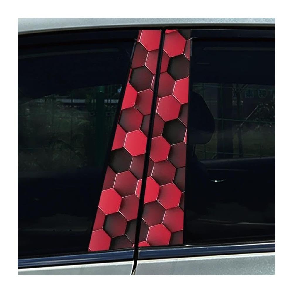 Body Parts 2pcs Auto Door Pillar Decals Red Black Honeycomb 3D Waterproof Car Center Column Stickers(B)