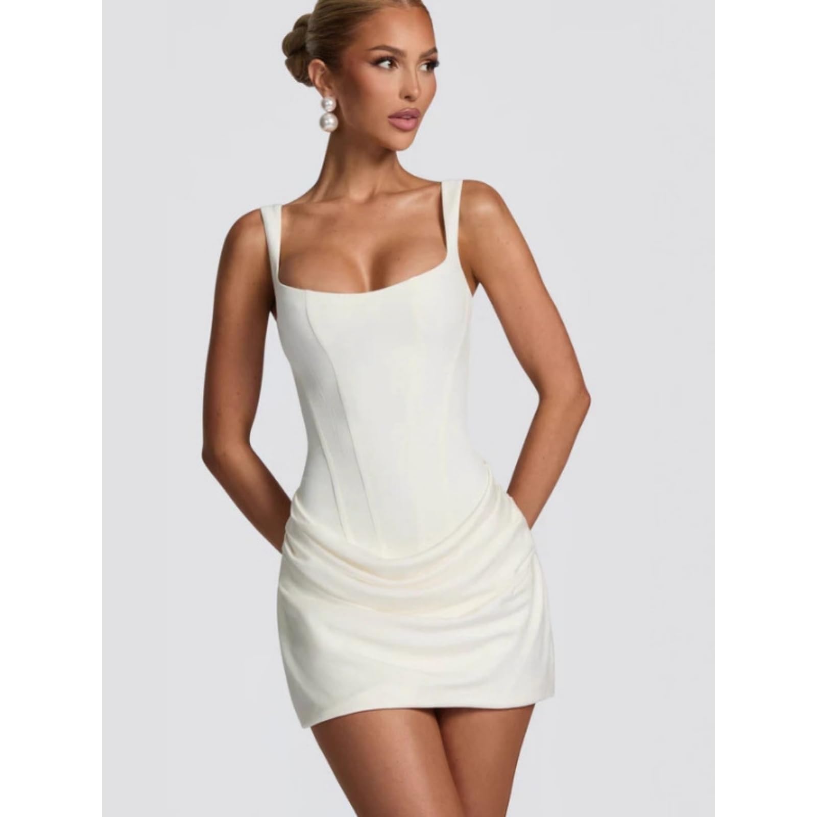 Abito da donna in raso con spalline sottili per ritorno a casa, aderente, corto, corsetto da ballo, mini abito da cocktail da donna per adolescenti