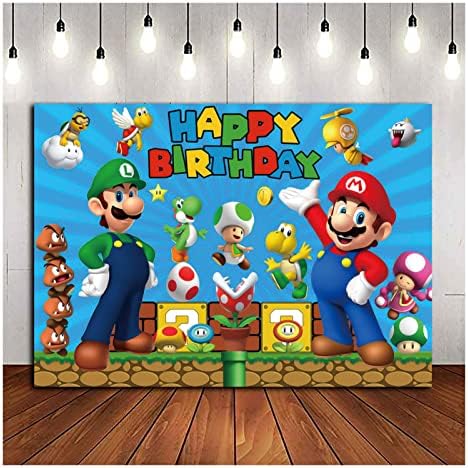 Cartoon Coin Video Game Happy Birthday Theme Photography Backdrops Children Boys Birthday Party Decor Supplies Cake Table Decor Kids Shoot Photo Backgrounds Props 7x5ft