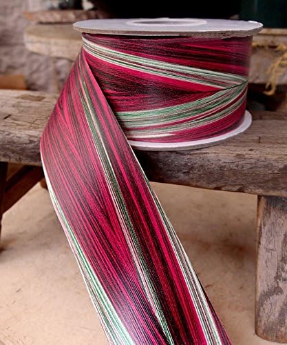 POSHNPRETTYPoshNPretty 4" x 50Y Variegated Aspidistra Ti Leaf Floral Ribbon - Magenta/Green