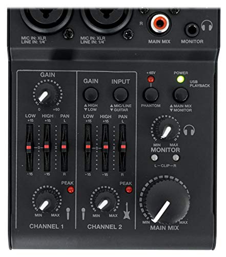 Rockville Rockmix 2 Channel Mic/Instrument Pro Recording Mixer+Usb Interface/Eq #TOP4