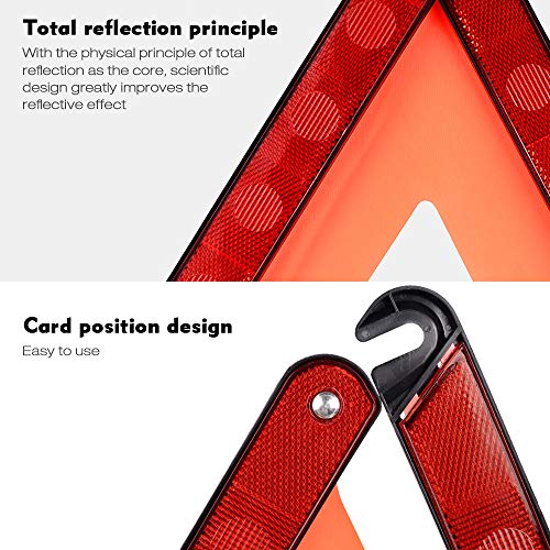 Ajcoflt Triângulo Aviso Refletor Sinal de Parada de Segurança Refletor Sinal de Emergência Carro Tri