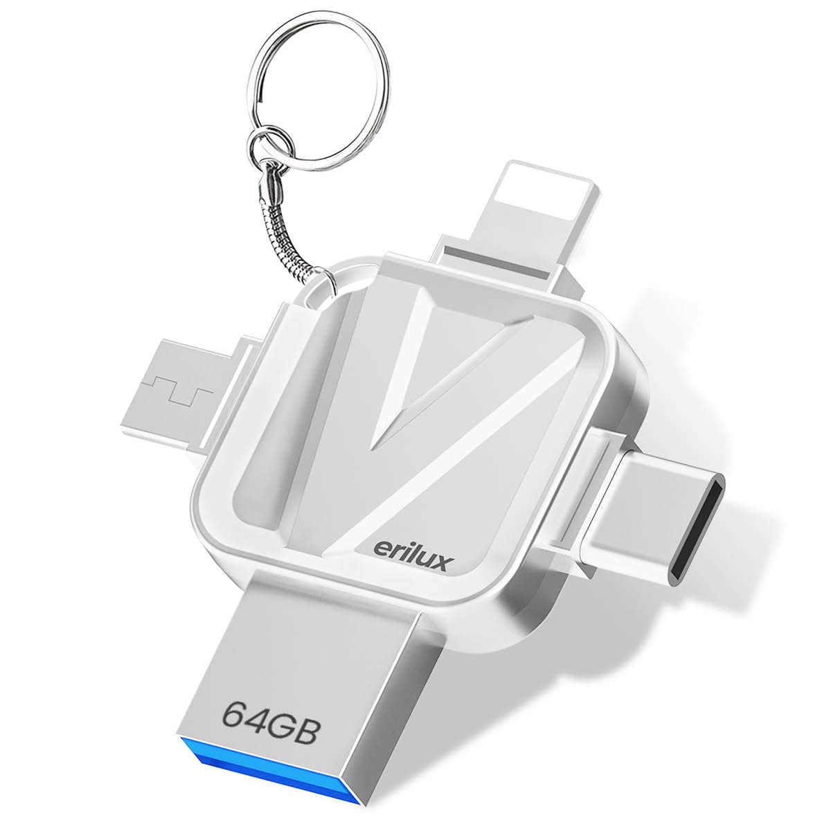 Verilux® Pendrive 64GB 4 in 1 Flash Drive with Light-ning, Micro USB, USB A, Type-C Interface High Speed Mini Hangable 64 GB PenDrive for iOS & Android Compatible with iPhone, iPad, Android, PC (B0CP2CHN42) Amazon Price History, Amazon Price Tracker