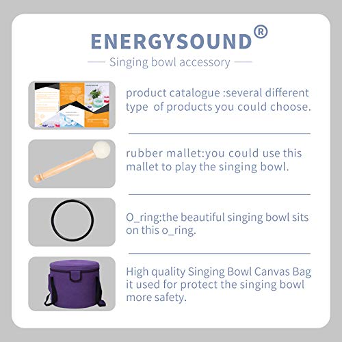Energysound 432Hz Perfect Pitch A Note Third Eye Chakra Frosted Quartz Crystal Singing Bowl 8 Inch With Carrier One Rubber Mallet And One O-Ring Included #TOP5