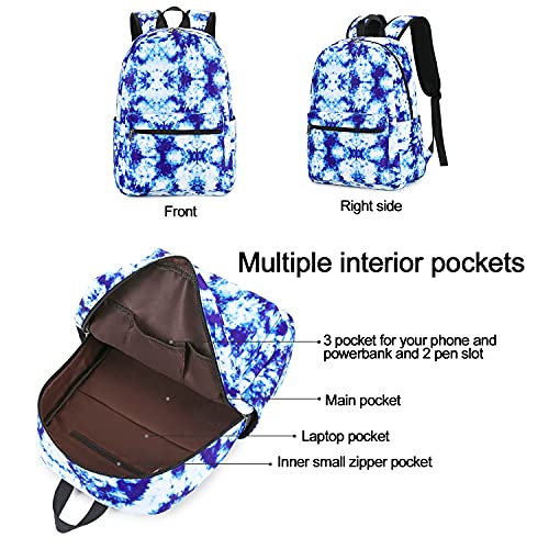 School Backpack Girls Teens Bookbag Cute School Bag For 15.6 Inch Laptop Backpack Set (Tie Dye - Blue) #TOP2