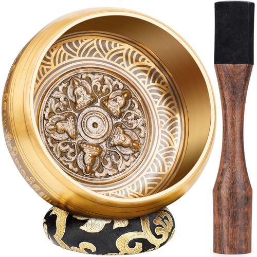 Tibetan Singing Bowls – Hand-Hammered in Nepal, Authentic Meditation Sound Bowls for Yoga, Chakra Healing, Mindfulness & Spiritual Self-Care Gifts for Women