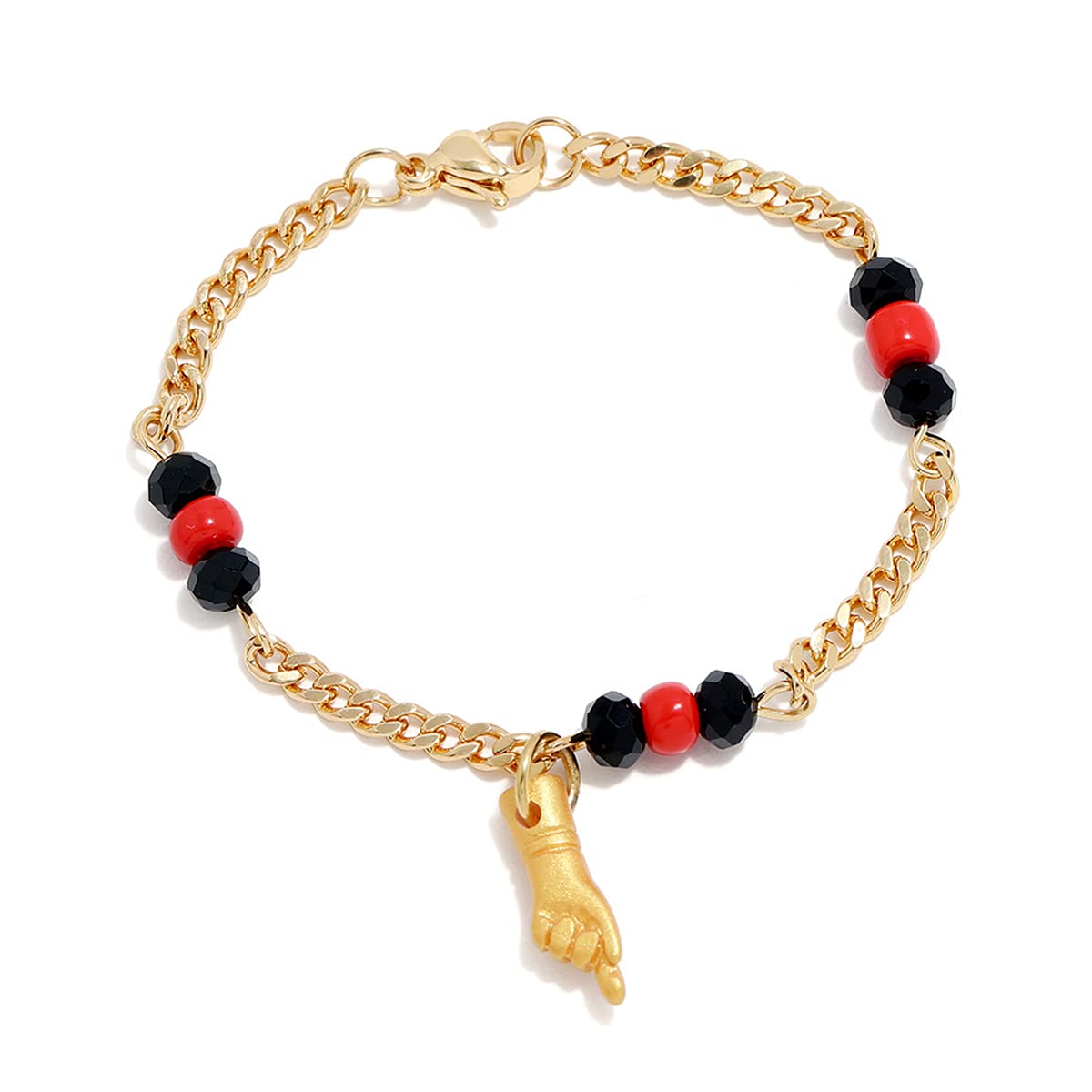 CaiyaoCaiyao 18K Gold Plated Figa Gesture Hand Pendant Azabache Chain Bracelet Anklet Baby Hand Good Luck Charm Amulet Protection Jewelry for Women Girl