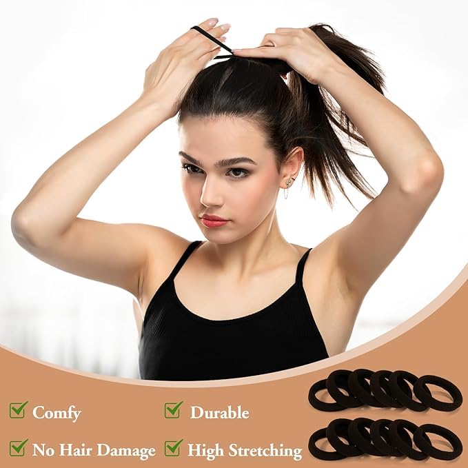 Image of GITGRNTH Soft Cotton Hair Ties for Women - No Damage Elastic Hair Bands - Durable Rubber Band for Women - Ideal Ponytail Holders - Comfortable Hair Accessories - Gentle on All Hair Types - Perfect for Thick and Thin Hair - Scrunches for Women - Kids Hair Rubber Band