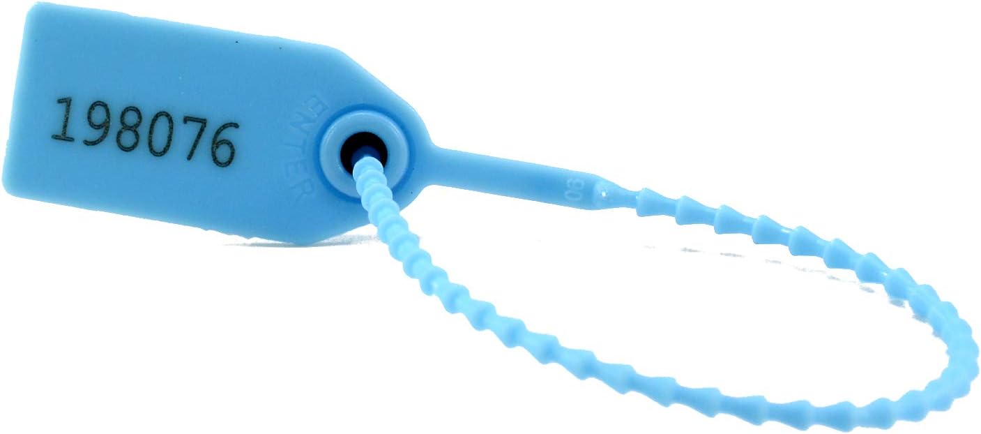 1000 Numbered Zip Ties, Plastic Fire Extinguisher Seals Tamper Proof Security Tags Self-Locking Pull Tite Labels 250mm (Light Blue)