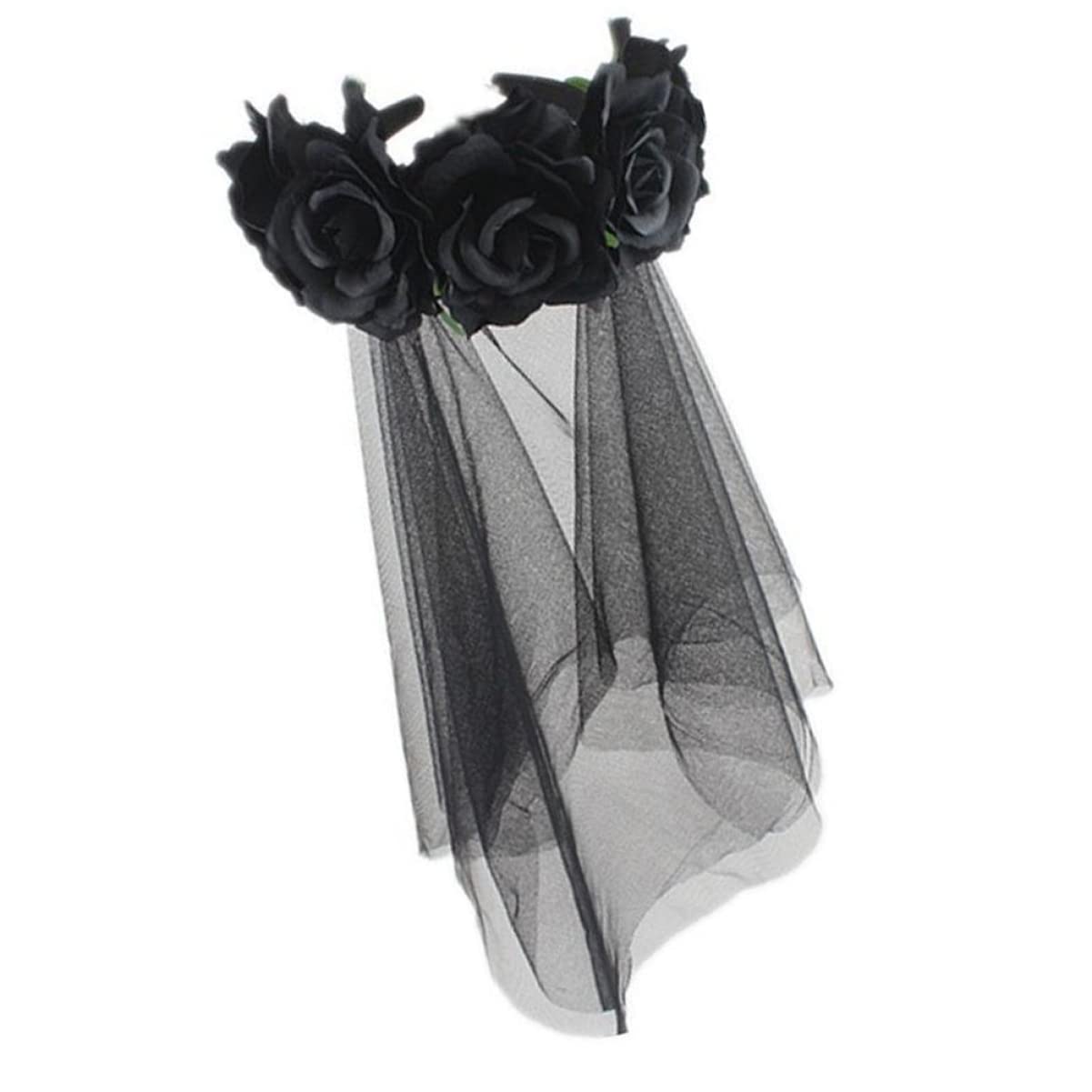 FOMIYES 3 Piezas Diademas De Halloween Para Mujer Velo De Diadema Velo Tocado De Velo Gótico Velo De Decoración Rosa De Halloween Venda Víspera De Todos Perder Flores