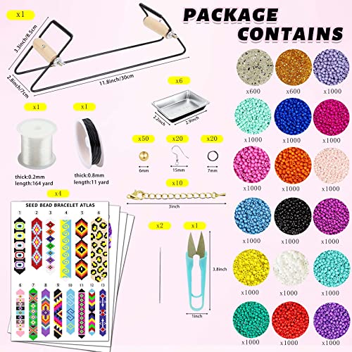 Sisitaria 001 Frame Bead Loom Kit For Beaded Bracelets Earrings Belts Making, Include 17250 Seed Beads 3Mm 18 Colors And 150 Meter Clear String, Beading Trays, Needles, With Instruction, Diy Boho Jewelry thumb #2