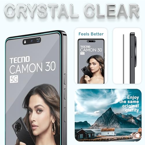 Image of ArmourPro Military Grade Gorilla Tempered Glass Screen Protector Compatible For Tecno Camon 30 (6.78 Inch) With Easy Installation Kit| Edge To Edge Coverage |Black