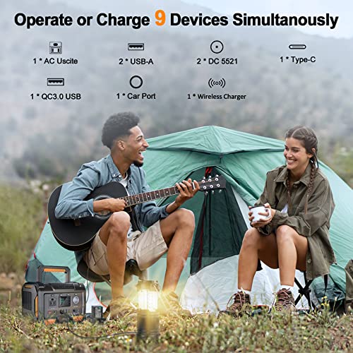 Hopwinn Portable Power Station Apollo-P 300, 288Wh Backup Lithium Battery, 300W/110V Pure Sine Wave Ac Outlet, With Dc/Usb/Type-C/Car Port/Flashlight, Solar Generator For Outdoor Camping Home Blackout #TOP1