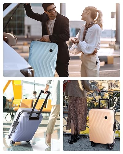 Image of BAGSMART Travel Luggage Carry-Ons, Light Orange, Carry-On 20-Inch, Hardside Carry on Luggage With Spinner Wheels Airline Approved