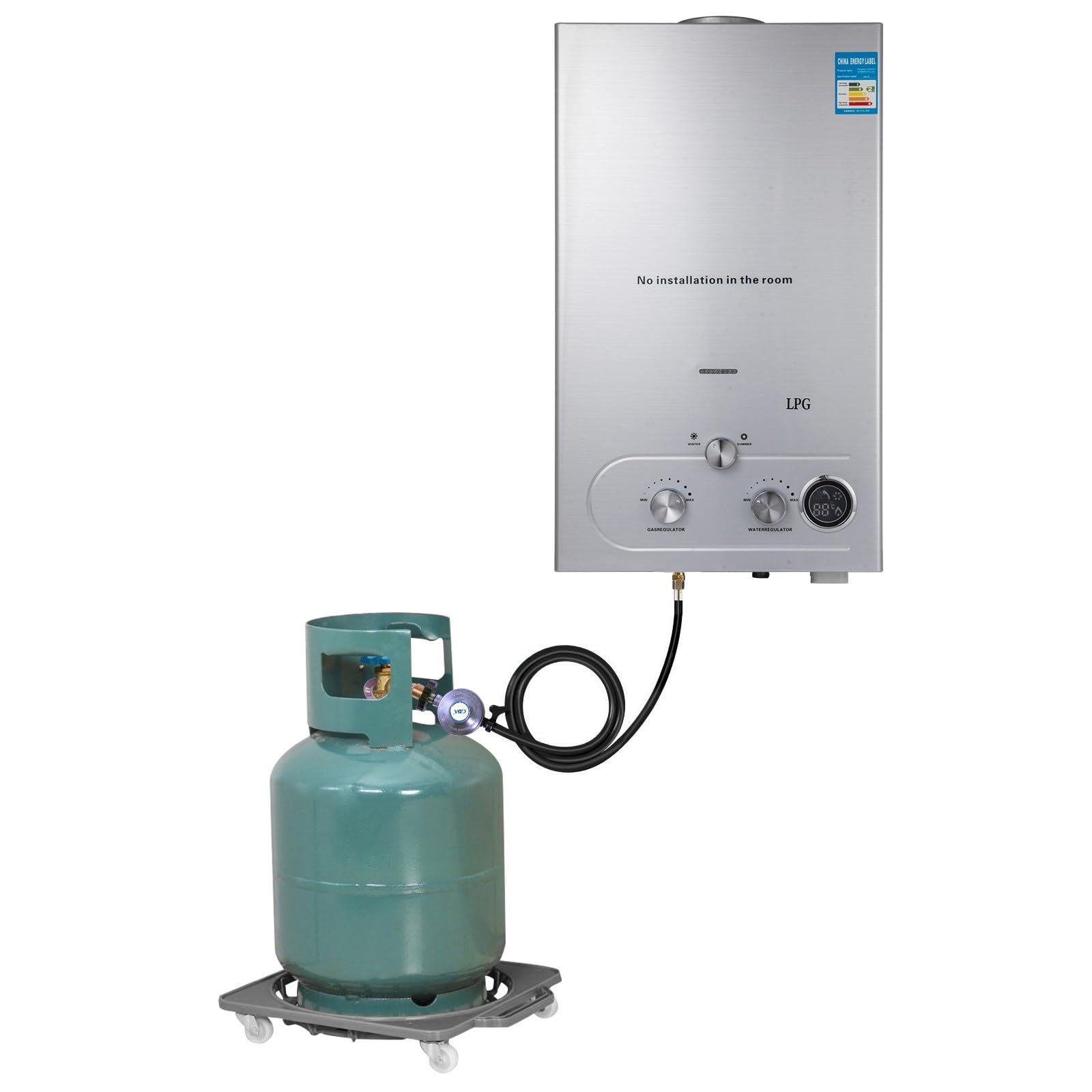 16L LPG Gas Durchlauferhitzer 36kW Tragbar – Propan Warmwasserbereiter 31–72°C Einstellbar Niedriger Wasserdruck Start Camping Dusche Wohnmobil Boot Outdoor Wandmontage
