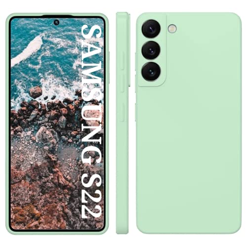 Image of DIZORO Liquid Silicone Case with Microfiber Cushioning Compatible for Samsung Galaxy S22 5G Shockproof Slim Back Cover, Gel Rubber Full Body Protection (Mint Green)