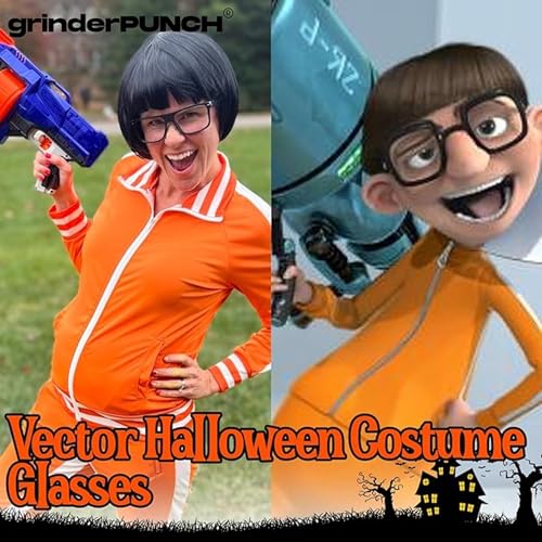 Image of grinderPUNCH Thick Square Frame Clear Lens Glasses Eyeglasses Super Oversized Fashion and Costume 2 Pack - Matte Black