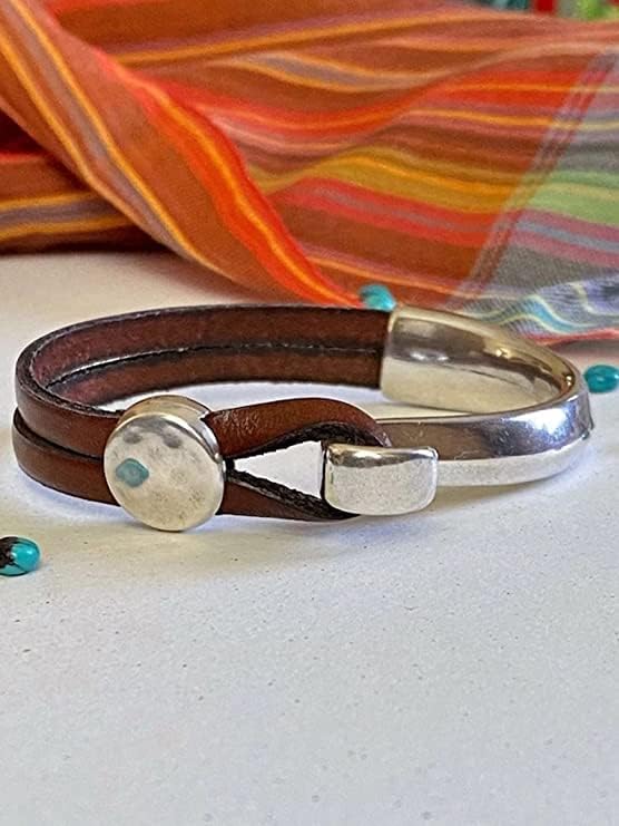 Miniatura 5 de Pulseras de oro de moda de plata gruesa pulseras de plumas pulsera de cuero brazalete de calavera esqueleto garra pulsera turquesa brazalete pulsera