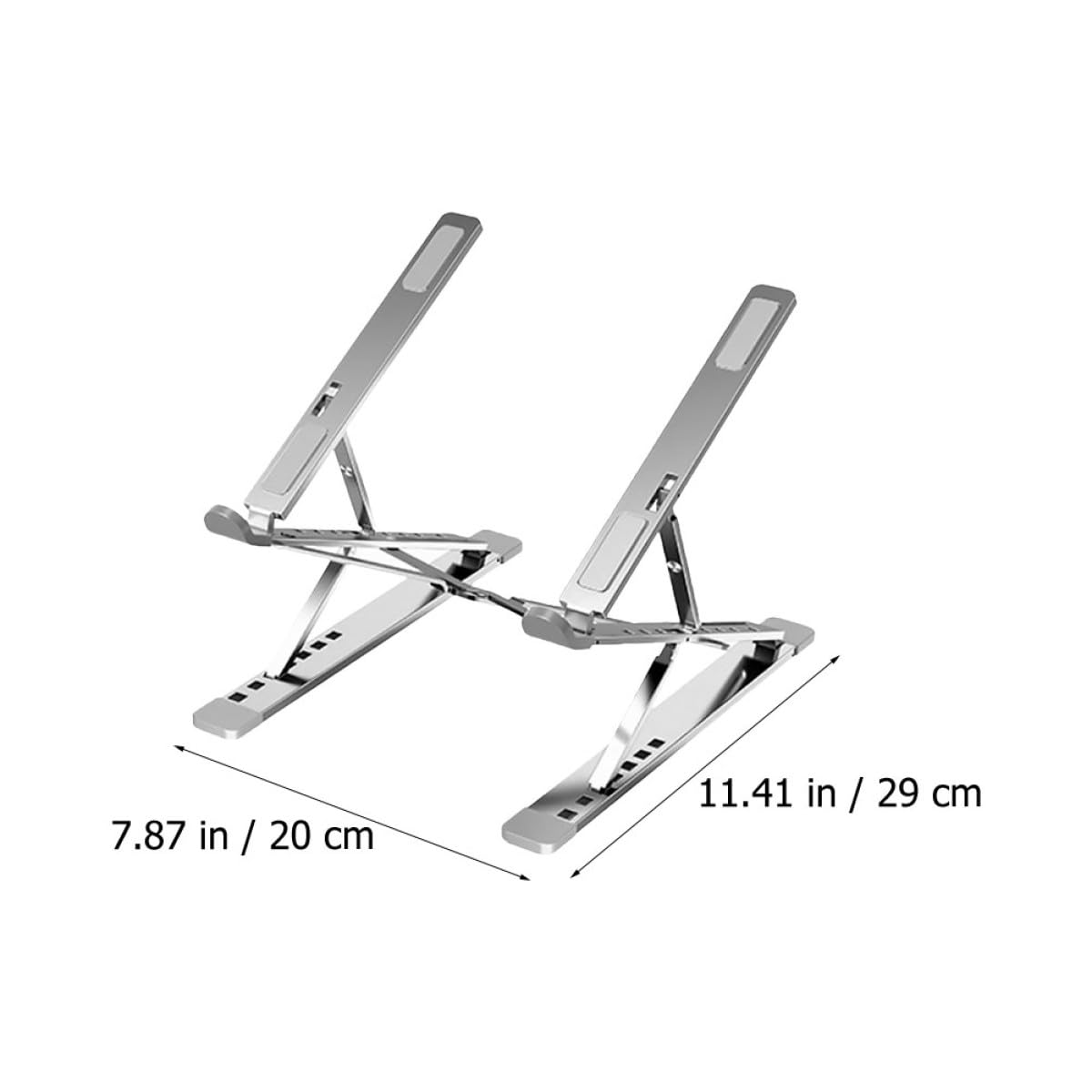 NUOBESTY Supporto per Laptop in Lega di Alluminio, Argento, Doppio Strato | Struttura Pieghevole, Altezza Regolabile, Portatile, Design Cavo per Dissipazione Calore