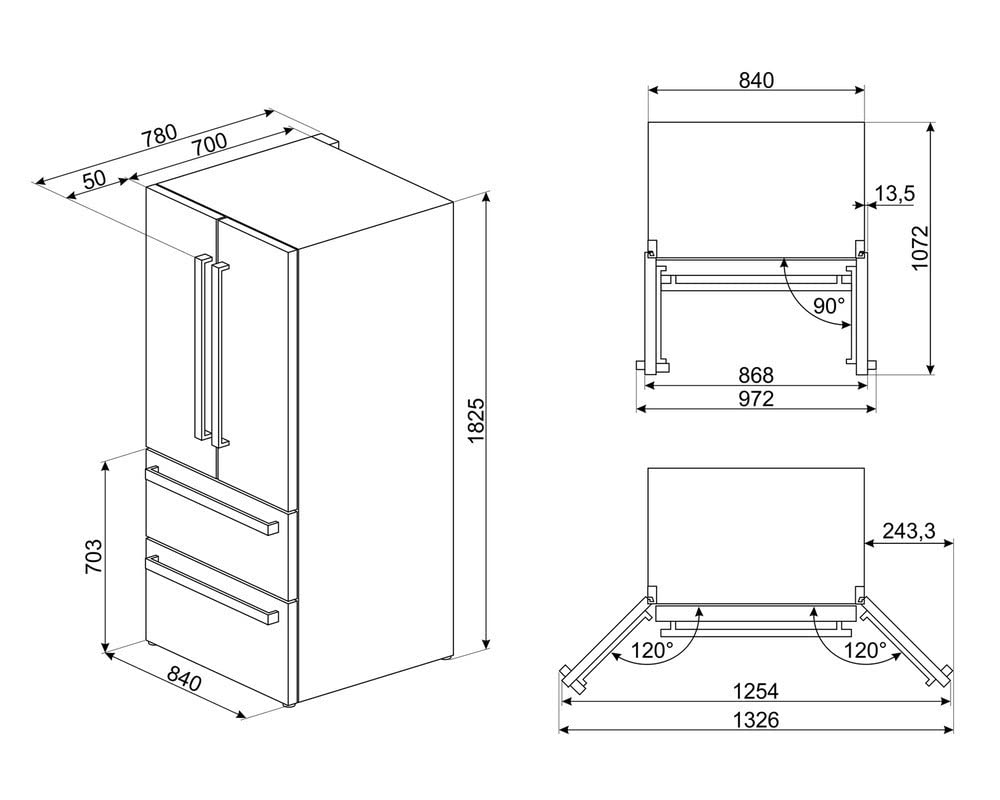 Refrigeratore Freestanding Smeg Capacità 350 Litri - Dettaglio