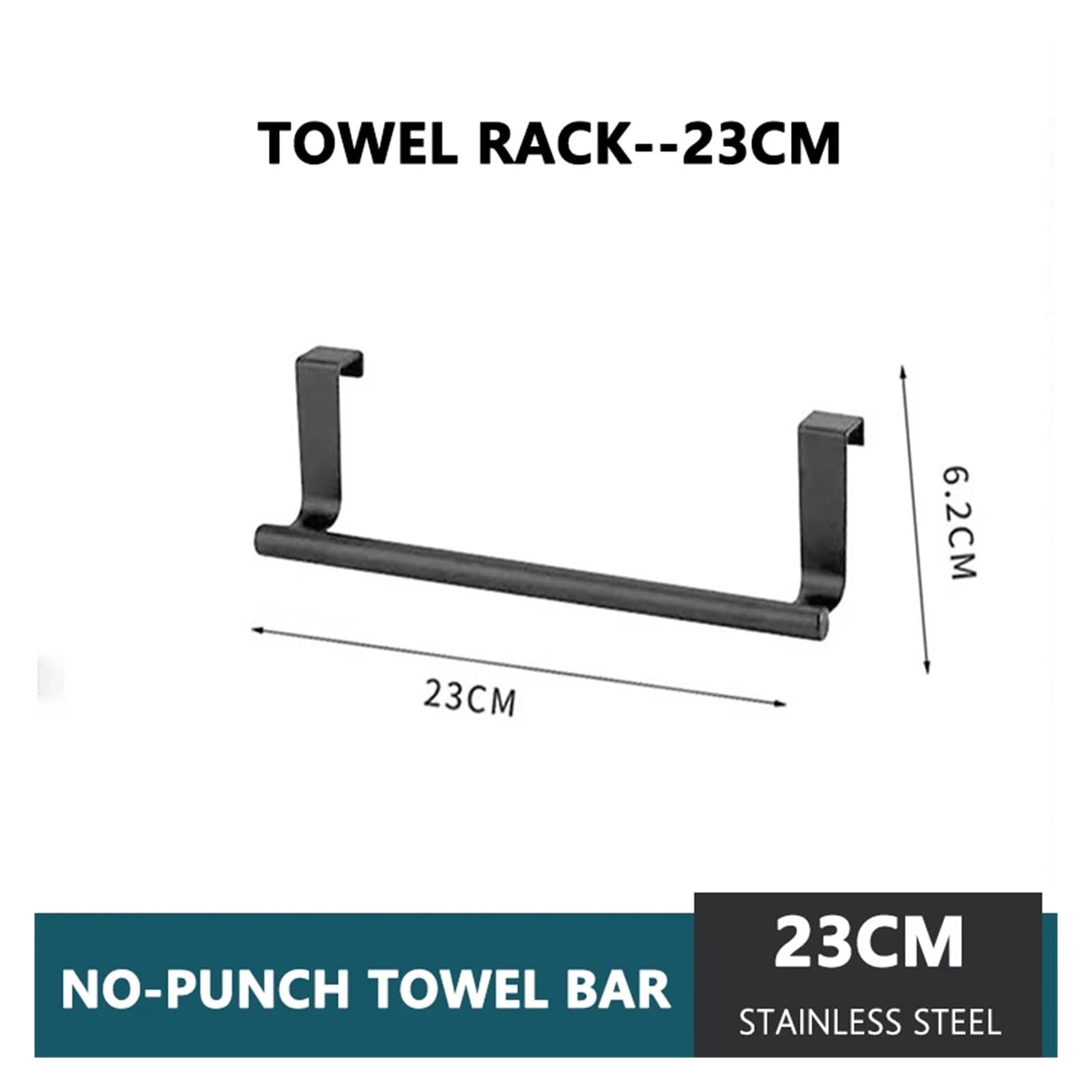 Handtuchhalter über der Tür, Handtuchhalter for Aufhängen, Edelstahl, for Küchenschrank, Badezimmer, Handtuchhalter, Home Organizer Hanger(Stainless-steel-23cm)