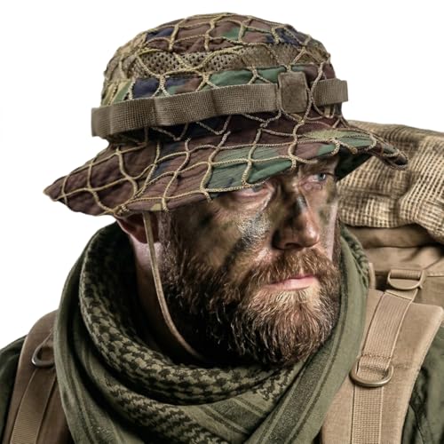 CQR Mens Tactical Boonie Hat Breathable Packable Sun Hat for Hunting Hiking Fishing Shooting and Outdoor Activities Recon Woodland Olive Large-X-Large