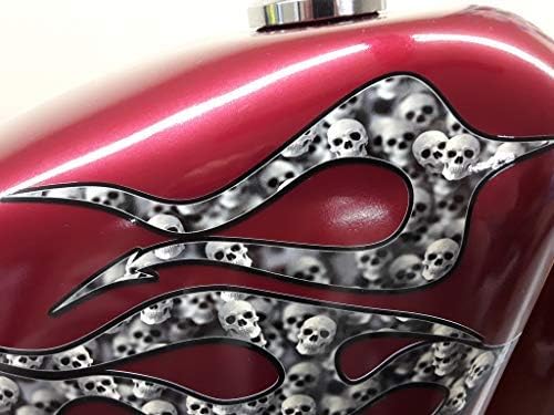 Flame Decals - Devil's Tails w/Skulls - 6pc Set for Harley Davison Sportster dyna Glide softail Honda Shadow Fury Yamaha V-Star Virago Kawasaki Vulcan Suzuki Boulevard Indian Scout