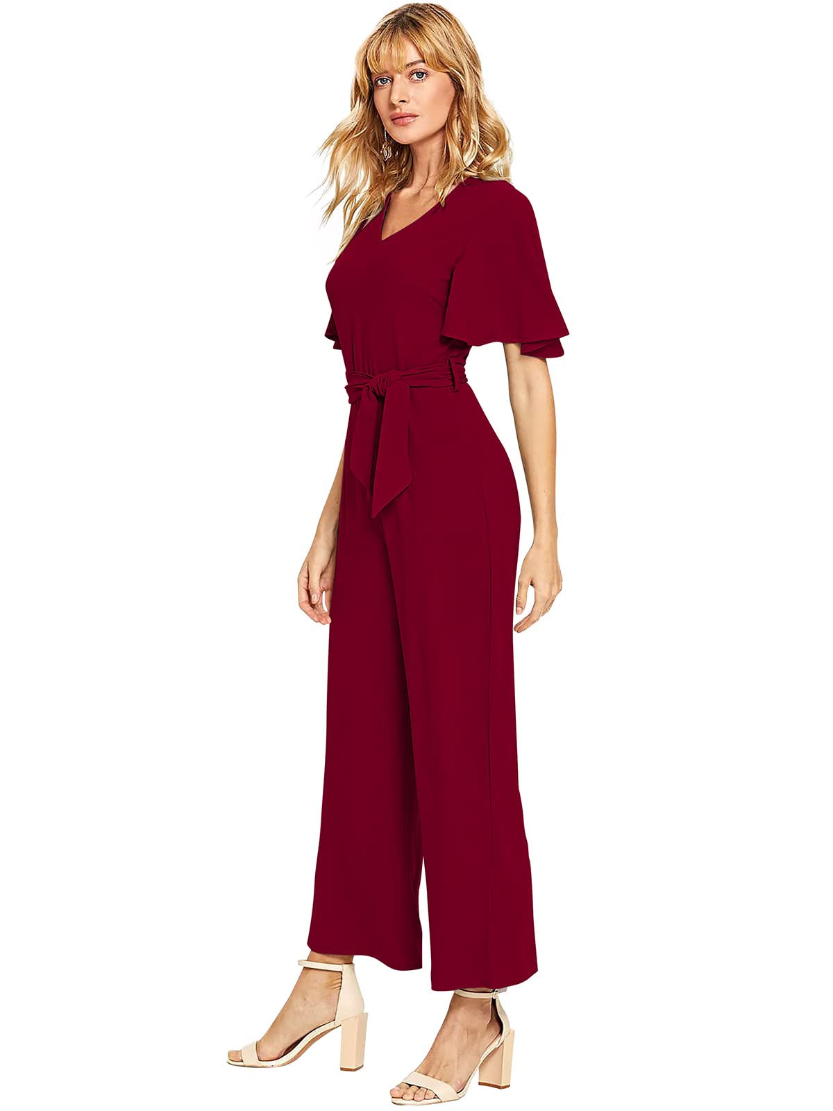 KULIA® Mono para Mujer Vestido Indio Manga Corta con Cuello En V Trajes De Mujer Top Étnico Ropa De Bollywood Trabajo Formal Ropa De Oficina Mono De Pierna Recta Vestido De Peto