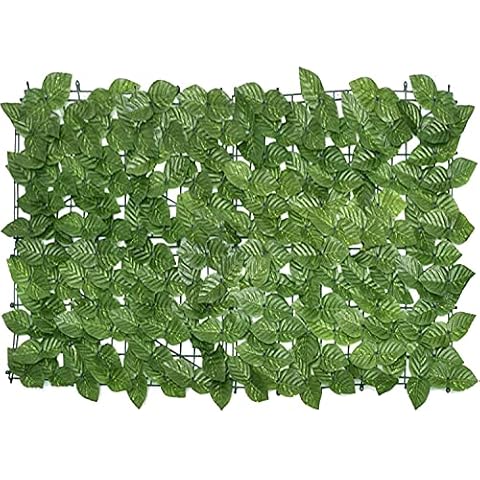 GoldCister Artificial Leaf Screening, Expanding Trellis Fence Roll With Ivy Leaves, UV Fade Protected Privacy Hedging Wall Landscaping Garden Fence Balcony Screen 3(L) X0.5(W) m-Green Cover