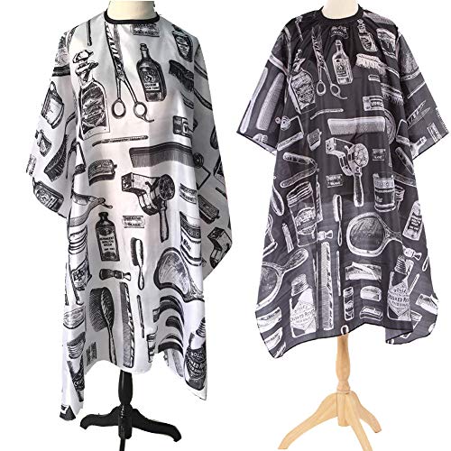 Orgrimmar 2 PCS Salon Barber Cape Haircut Barber Gown Professional Haircut Salon Hairdresser Apron(Black and White)