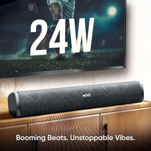 Image of Mivi Fort S24 Bluetooth Speaker Soundbar with 24W Powerful Sound, 2.0 Channel Speaker, Multiple Connectivity Modes, Portable Speaker, Made in India Soundbar