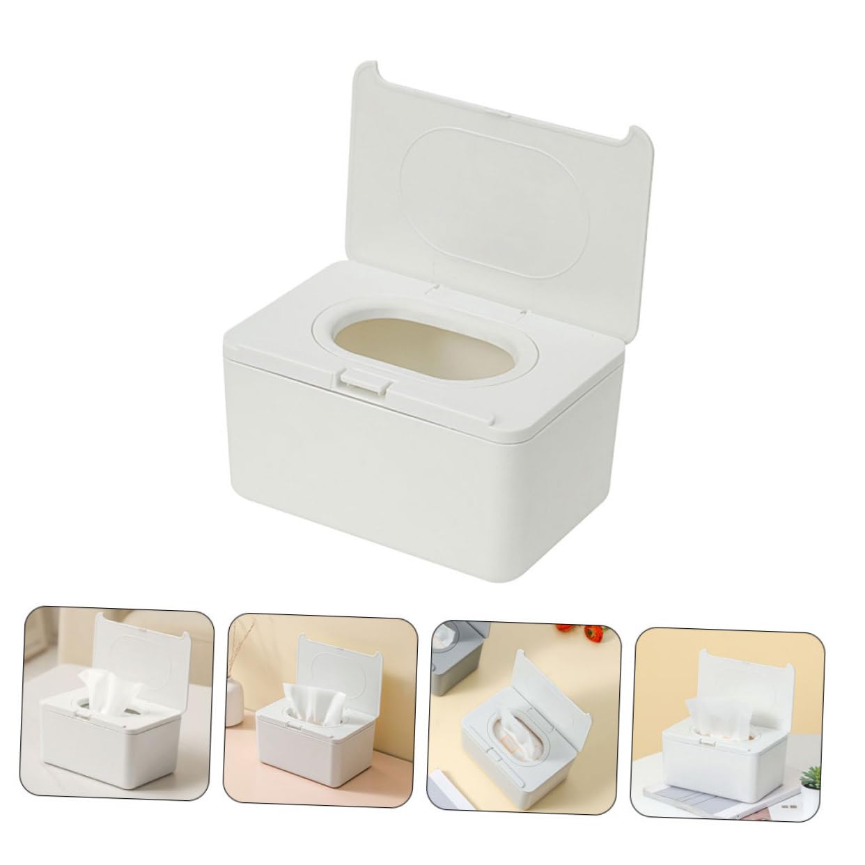 Boîte Distributrice de Lingettes Bébé, Lot de 2, Plastique Blanc