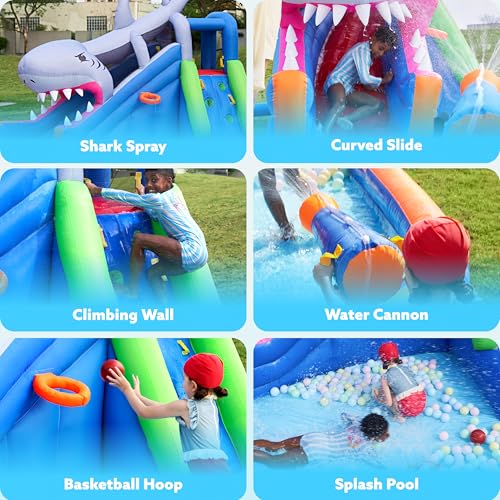 image for SLOOSH Inflatable Water Slide Park for Kids Backyard - 6 in 1 Blow Up 