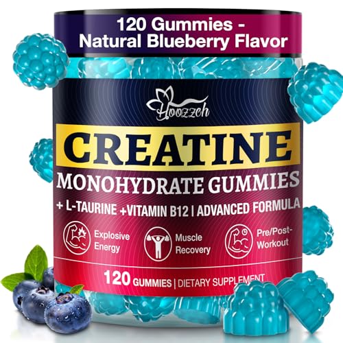 Image of Creatine Gummies for Women & Men, Blueberry Flavor, 120 Count | Chewable Creatine Monohydrate Gummies, 5g Creatine per Serving, Low Sugar, 30 Days Supply