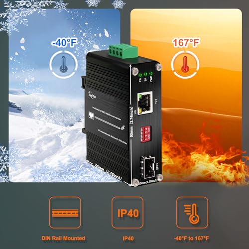 Image of Mini 10G SFP+ Media Converter, Unmanaged 10G /5G /2.5G /1G /100M Copper to 10G Base-X SFP+ Media Converter Fiber Transceiver, DC 12~48V, (-40F to 167F)