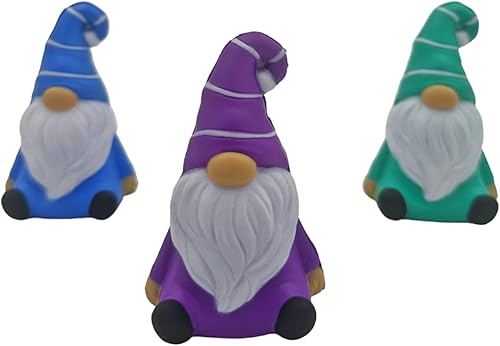 Miniatura 4 de Paquete de 3 bolas de juguete de gnomo para aliviar la ansiedad y el estrés sensorial, juego de gnomos de jardín, figuras de regalo estrujables,