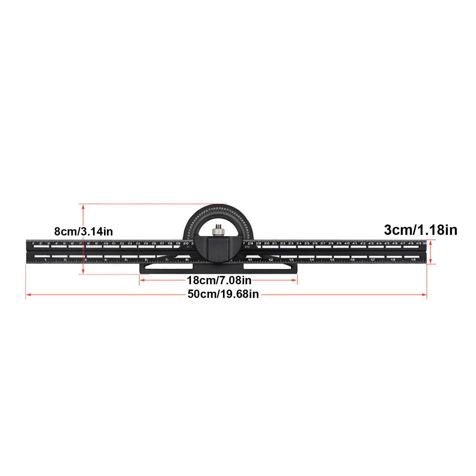 Équerre de mesure réglable – Règle rapporteur 30 cm 0-360 degrés