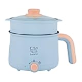IEUDNS Electric Hot Pot 1.8L Ramen Cooker Cookware Multipurpose Soup Pot Noodles Pot Electric Cooker for Oatmeal Ramen Noodles Steak, Pot and PP Steamer