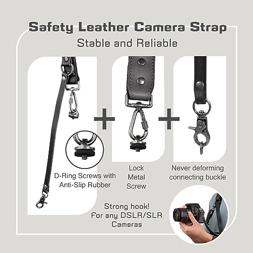 4J LEDR Leather Camera Harness for 1 Camera,Single Camera Strap for Photographers,Camera Shoulder Strap Quick Release DSLR,ADJUSTABLE CAMERA STRAP Leather Single Camera Harness,Black - Image 4