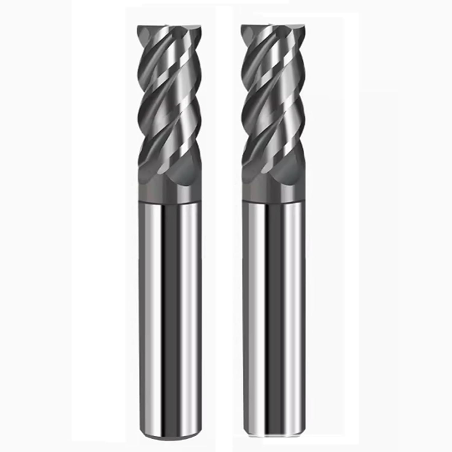 4PCS 1/2'' Carbide Square End Mill Bits Set, Milling Bits Cutter 1/2 Carbide End Mills for Alloy Steels/Hardened Steels, HRC 45 Deg Single End 4 Flute AlTiN Coating (4PCS 1/2in)