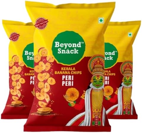Beyond Snack Nendran Kerala Banana Chips | Peri Peri | Thin Crunchy Crispy Snack |300g (100g*3packs)