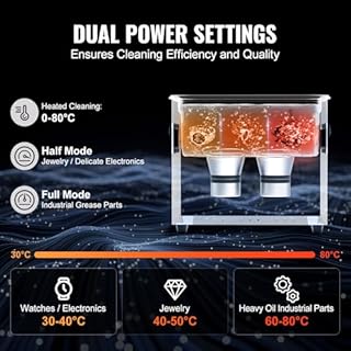 VEVOR Pulitore ad Ultrasuoni 3L, Macchina per Pulizia ad Ultrasuoni Digitale 120W con Degasaggio Modalità Delicata, Pulitore ad Ultrasuoni Industriale da 40kHz con Timer e Riscaldatore per Gioielli