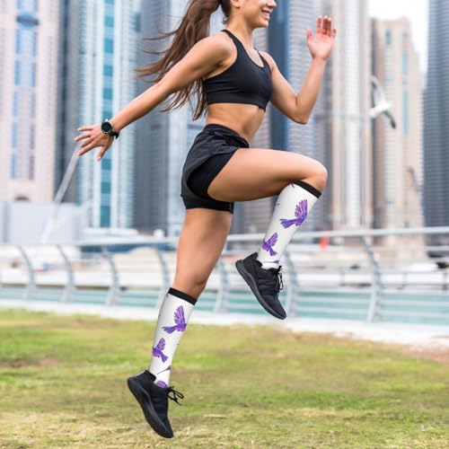 VOSERY Compression Socks for Women Men - Purple Hummingbird Knee High Compression Stockings for Women Men 5